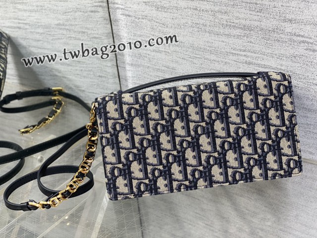 Dior专柜新款迪奥顶级原单蓝色老花Signature迷你链条手袋 djfk1130